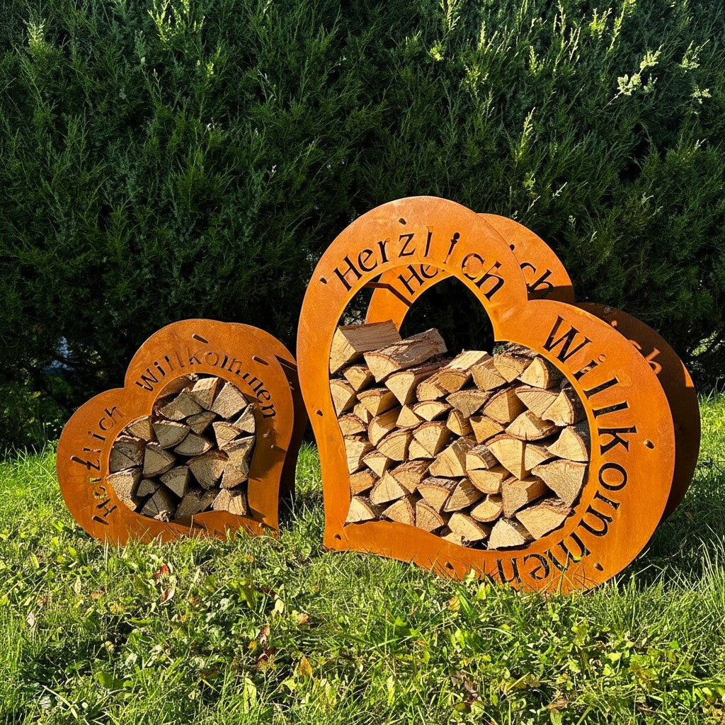 Holzlager „Herz Willkommen”